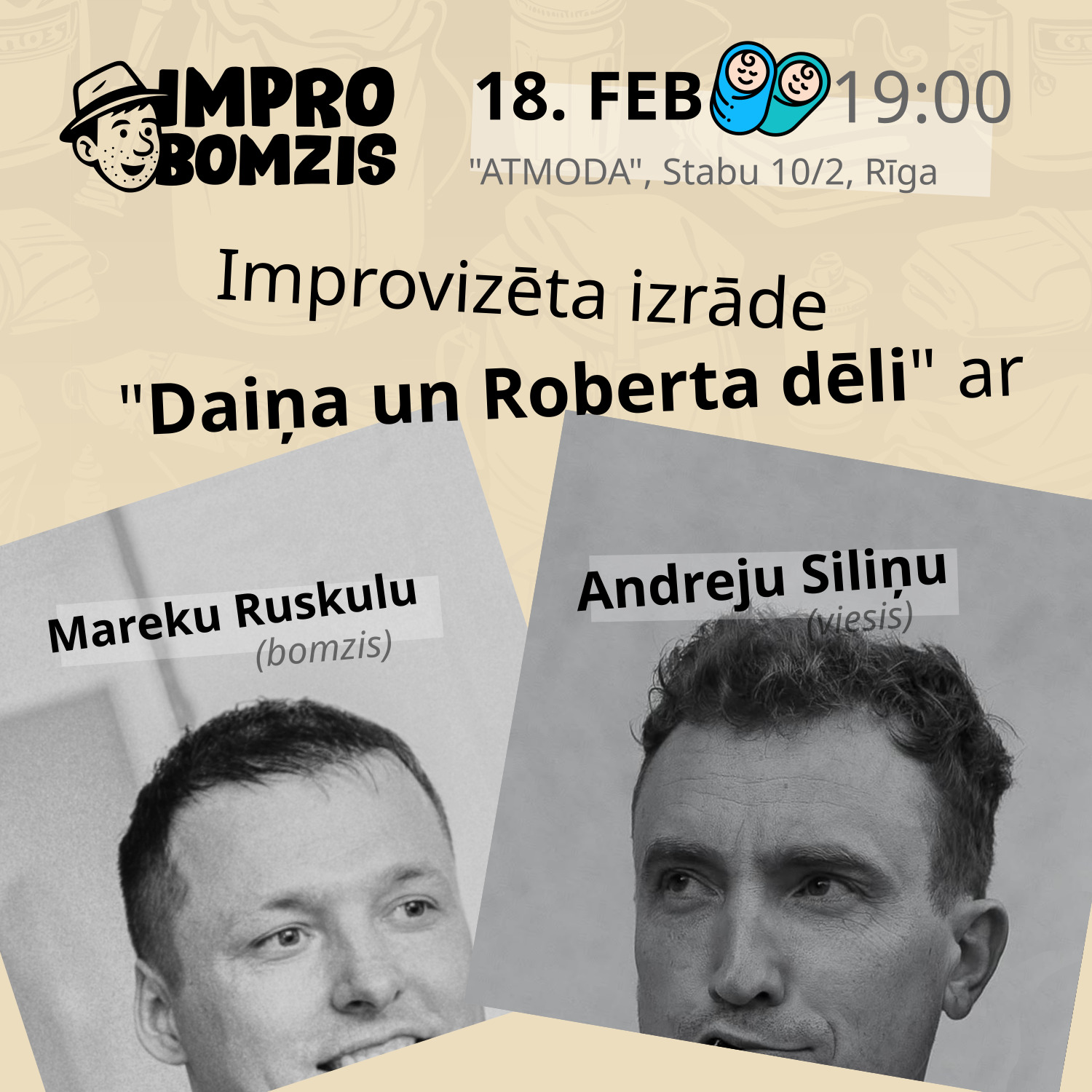 Daiņa un Roberta dēli izrādes plakāts